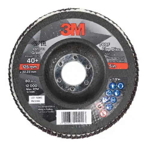 3M Disqueà lamelles 769F, plateau en fibre de verre Oblique,⌀ 125 mm, Grain: 40