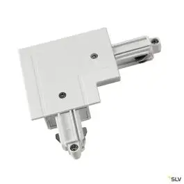 Connecteur d'angle pr rail 1 allumage 230V, à encastrer, blanc, terre extérieure