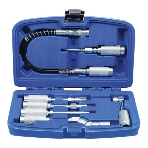 Adaptateur et jeu d'accessoires pour pompes à graisse 7 pièces BGS