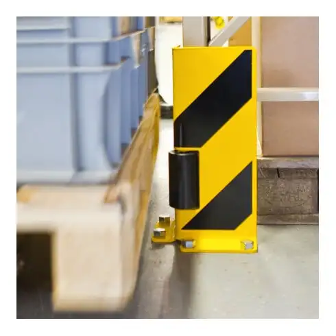 Angle de protection anti-collision Moravia avec galet de guidage noir/jaune 400 x 160 x 6 mm