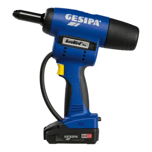 Appareil de pose de rivets aveugles sans fil Gesipa AccuBird Pro avec batterie 18V et chargeur dans L-Boxx