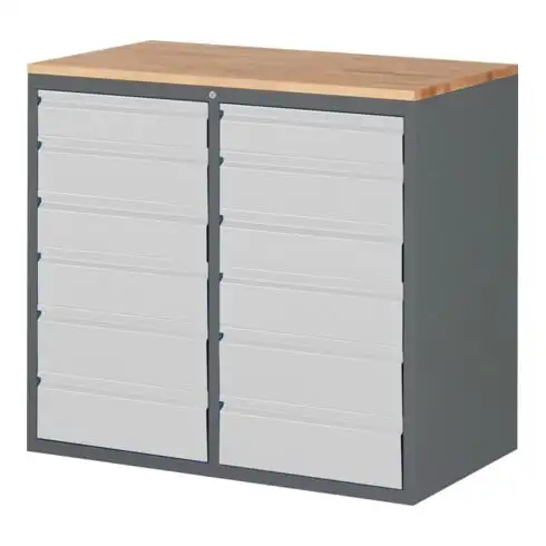 Armoire à tiroirs STIER Premium avec 12 tiroirs et dessus en hêtre, lxPxH 1 145x650x1 035 mm