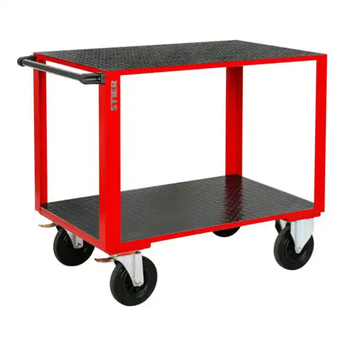 Armoire roulante STIER avec 2 plateaux revêtus de caoutchouc