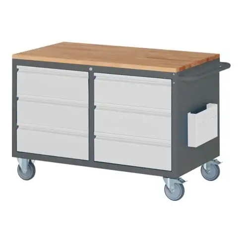 Armoire roulante STIER avec 6 tiroirs, lxPxH 1 145x650x795 mm