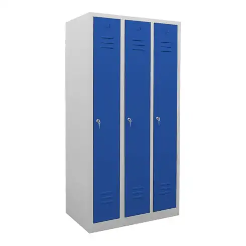 Armoire-vestiaire STIER, 3 compartiments, 1 800x870x500 mm, bleu gentiane