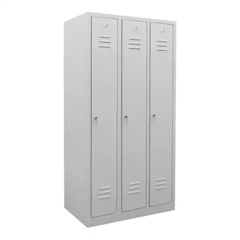 Armoire-vestiaire STIER, 3 compartiments, 1 800x870x500 mm, gris clair