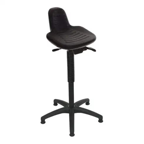 Assis-debout à patins STIER, hauteur d'assise 640-890 mm, assise en PU, avec poignée