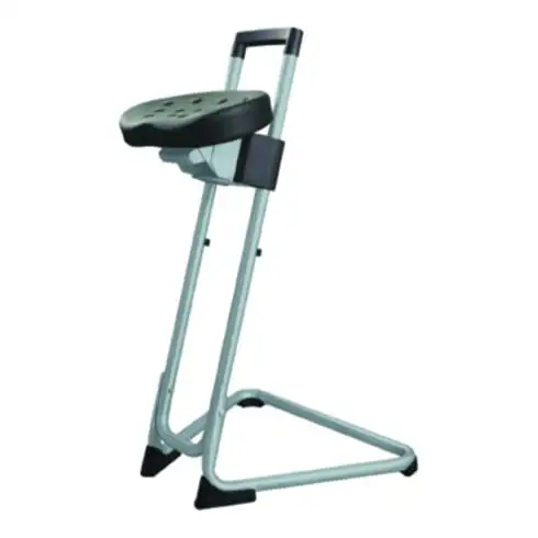 Assis-debout STIER avec châssis en acier gris, hauteur d'assise 600-850 mm, assise en PU