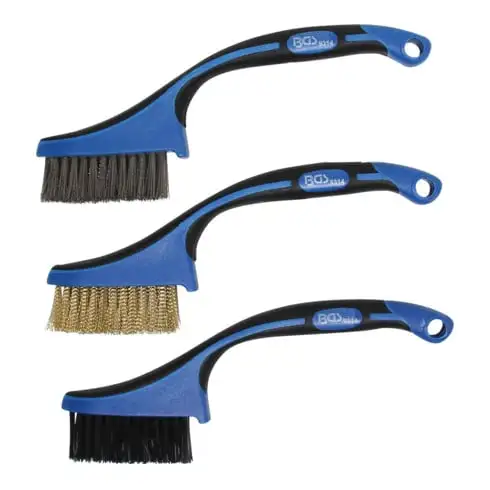 Assortiment de brosses nylon, laiton, acier inoxydable 165 mm 3 piéces BGS