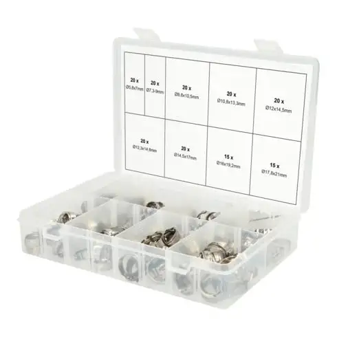 Assortiment de KS Tools : colliers de serrage à 1 oreille, Ø 5,8-21mm, 170 pcs.