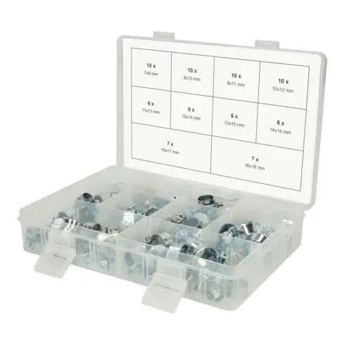 Assortiment de mini colliers de serrage KS Tools, Ø 7-18mm, 78 pcs.