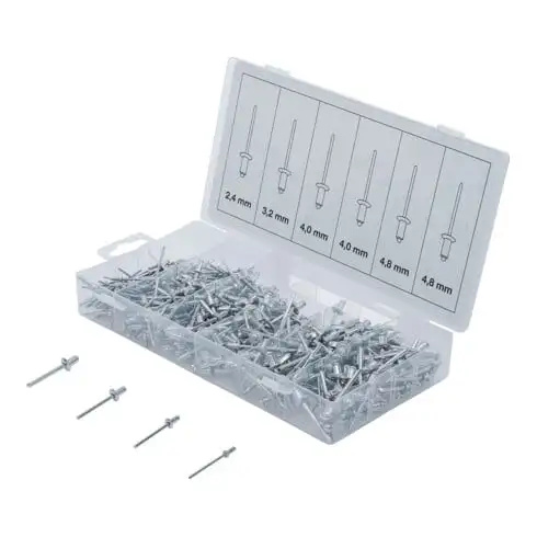 Assortiment de rivets pop aluminium 2,4 - 4,8 mm 400 pièces BGS