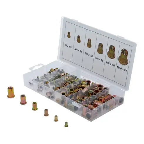 Assortiment d’écrous rivets acier galvanisé 150 pièces BGS
