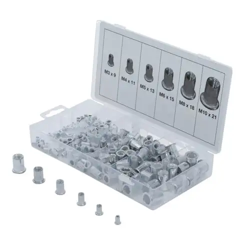 Assortiment d’écrous rivets aluminium 150 pièces BGS