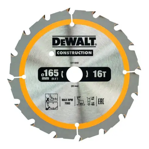 Batterie de scie circulaire DEWALT 165/20 mm 16WZ DT1948-QZ