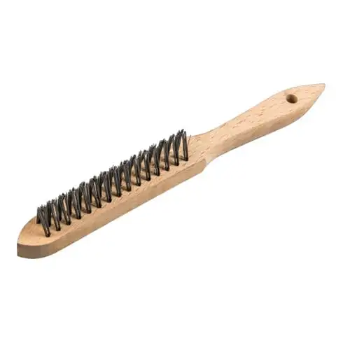 Brosse pour soudures d'angle Klingspor, nombre de rangées 3, 125 x 25 x 290 mm manche en bois 0,3 acier inoxydable