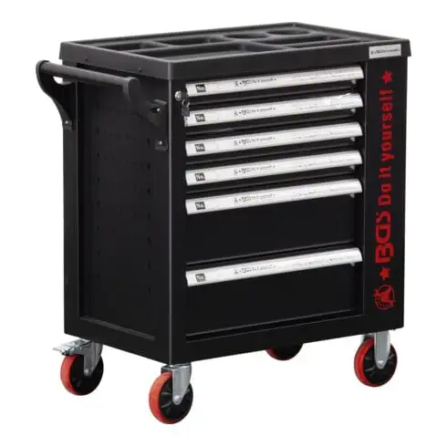 Chariot d'atelier BGS 6 tiroirs 1 porte latérale vide 6055-1
