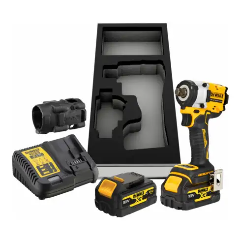 Clé à choc sans fil 1/2" DEWALT 18V XR (sans balais), max. 406 Nm, incl. 2x G-Accu (18 Volt / 5 Ah) DCF921P2G-QW