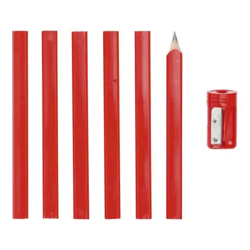 Crayons de menuisier 175 mm avec taille-crayon 7 pièces BGS Do it yourself
