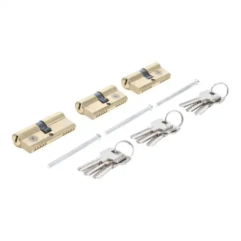Cylindre de serrure en laiton verrouillage simultané 15 pièces BGS Do it yourself