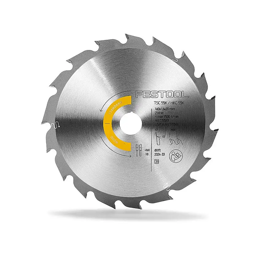 Festool - Lame de scie circulaire WOOD STANDARD HW 160x1,6x20 W18 - 578583