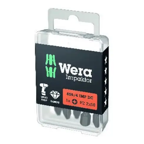 Embout 855/4 IMP DC PZD3 L.50mm 1/4 pouce E6,3 Impaktor,DC Box m.5 Bits WERA