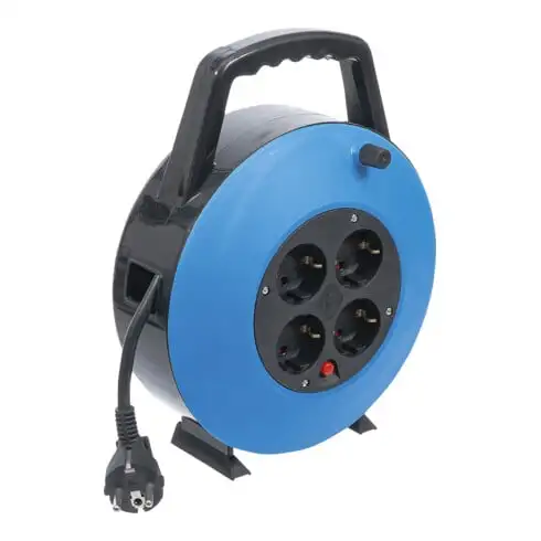Enrouleur de câble BGS 10 m, 3 x 1,5 mm², 4 prises de courant, IP 20, 3000 W