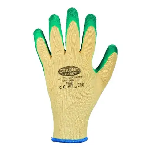 Gants Specialgrip Gr.9 jaune/vert PES avec latex EN 388 Cat.II STRONGHAND
