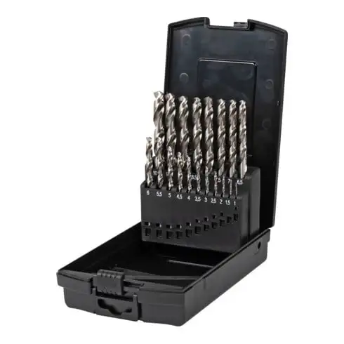 Jeu de 19 forets hélicoïdaux STIER Premium DIN 338 HSS-Co5 1-10 mm en coffret