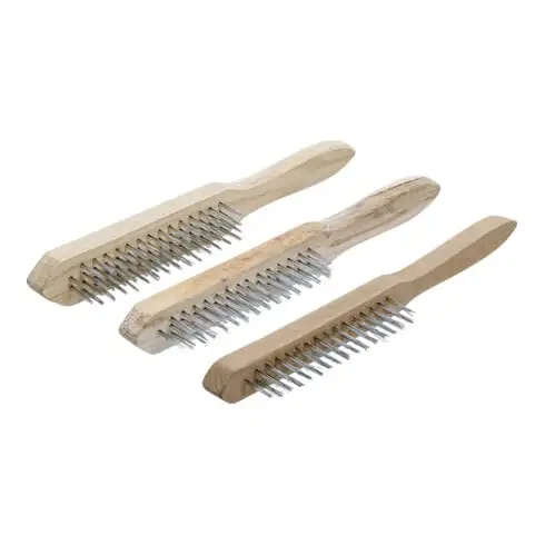 Jeu de brosses à fil d’acier | Manche en bois | 2-, 3-, 4-rangées | 3 pièces BGS Do it yourself