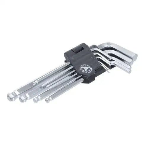 Jeu de clés allen six pans intérieurs/femelle à tête sphérique 1,5 - 10 mm 9 pièces BGS Do it yourself