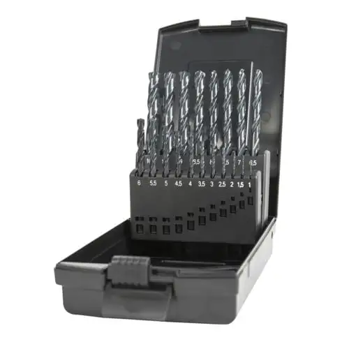 Jeu de forets hélicoïdaux STIER HSS-G avec pointe de centrage DIN 338 type RN, 19 pièces (1-10 mm)