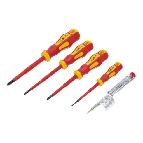 Jeu de tournevis VDE pour électricien plats/cruciformes 5 pièces BGS Do it yourself