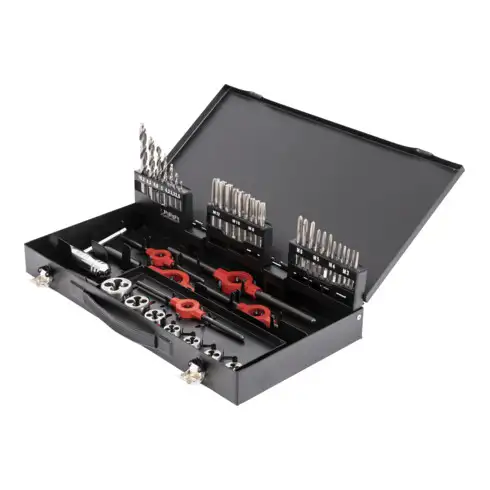 Kit de filetage avec jeu de tarauds STIER, 45 pièces (M3-12)