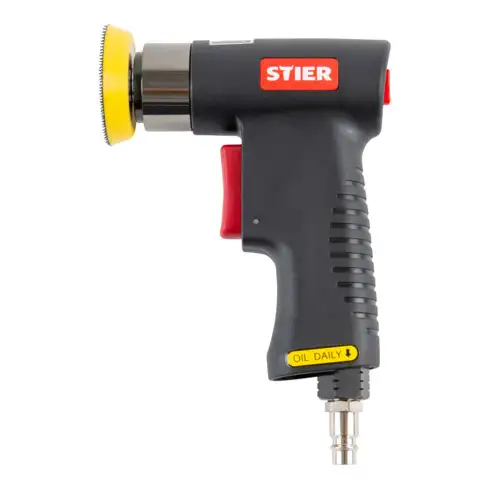 Kit mini-ponceuse excentrique STIER ME-26, longueur 100 mm, 64 pièces