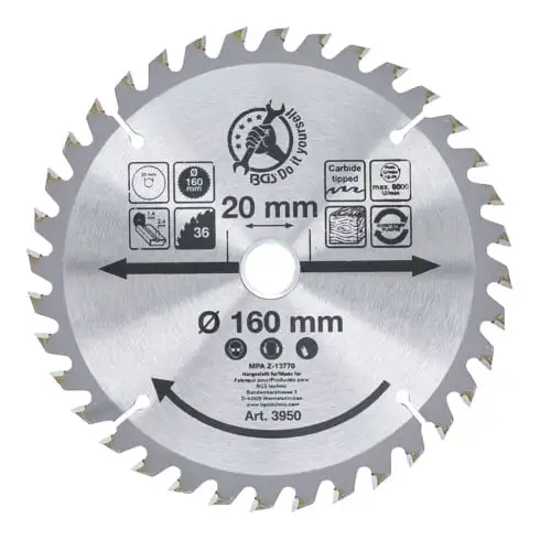 Lame de scie circulaire en métal dur Ø 160 x 20 x 2,4 mm 36 dents BGS Do it yourself