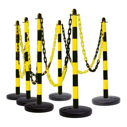 Moravia Support d'avertissement noir/jaune 10 m chaîne + connecteur + crochet 6 pcs.