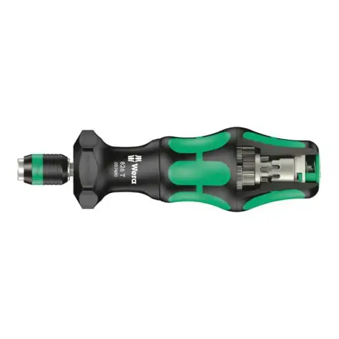 WERA Porte-tournevis Kraftform Turbo pour embouts 1/4 pouce C 6,3 et E 6,3 avec mandrin à changement rapide, Emmanchement hexagona...