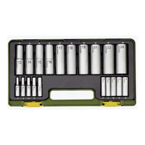 Jeu de douilles longues Proxxon, 1/4" + 1/2" (20 pcs.)