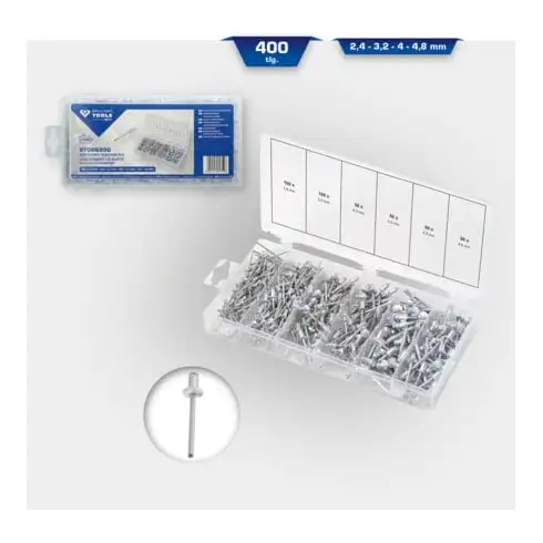 Brilliant Tools Assortiment de rivets aveugles, 400 pcs, 2, 4 - 3, 2 - 4 - 4, 8 mm