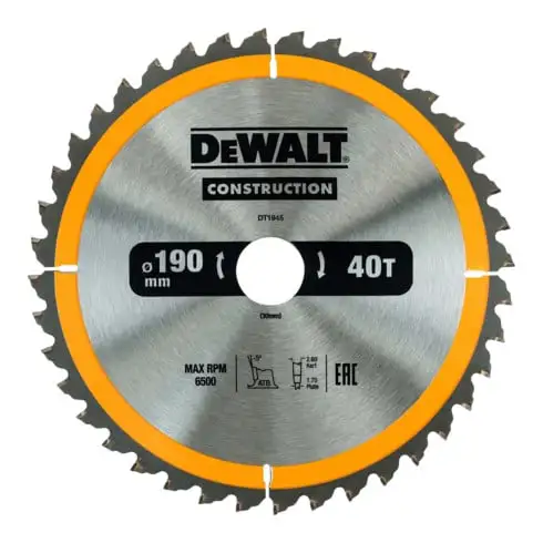 Scie circulaire manuelle à lame circulaire DEWALT 190/30 mm 40WZ DT1945-QZ