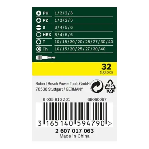 Set d’embouts de vissage avec code de couleur, 32 pièces