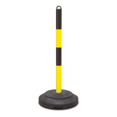 Support d'avertissement Moravia EXTERNE 60 x 1000 mm noir/jaune + cache-oeil et pied de recyclage