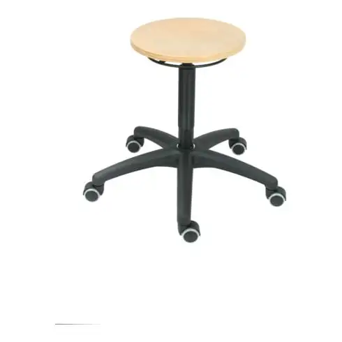 Tabouret de travail à roulettes STIER, hauteur d'assise 430 - 620 mm, hêtre naturel