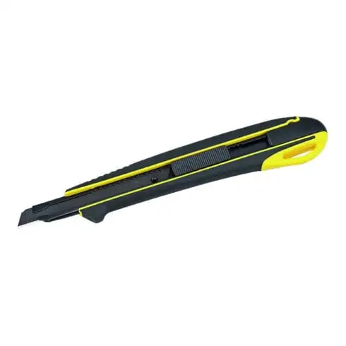 Tajima Cutter universel avec manche bimatière et pointe de travail avec 1 lame Razar Black, 9 mm