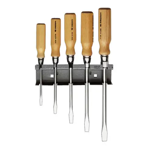 Tournevis cruciforme à poignée en bois Phillips®, Pozidriv®, jeu de fentes dans le carton, 8 pcs.