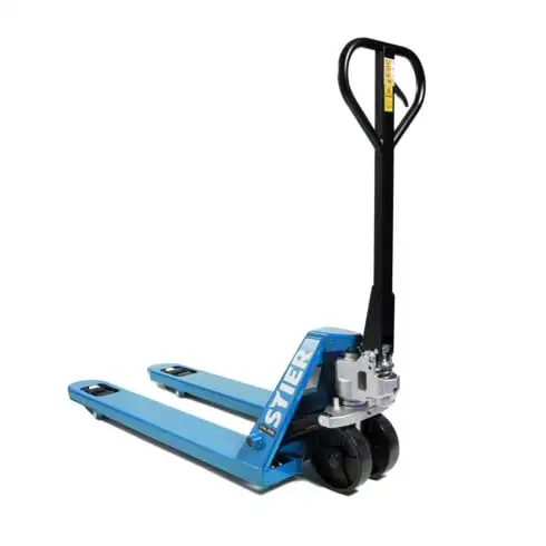 Transpalette STIER, capacité de charge 2 500 kg, longueur de fourche 1 150 mm, pneus nylon, bleu