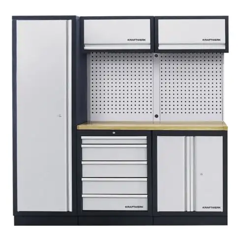 Unité murale Kraftwerk à 3 éléments avec un plan de travail Multiplex à trous carrés