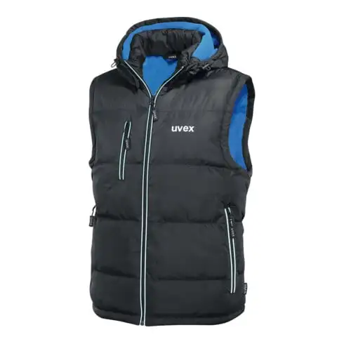 UVEX Gilet matelassé, noir / bleu, Taille unisexe: 2XL