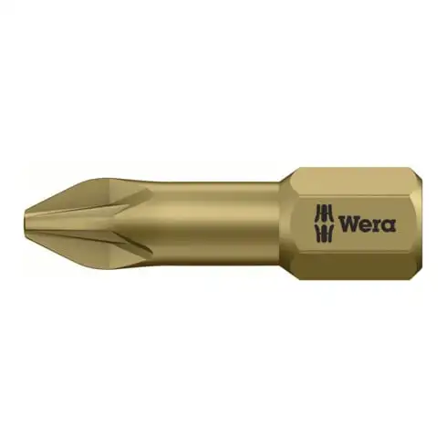 Wera Embout pour Pozidriv, 1/4 pouce, avec zone de torsion dur, Taille empreinte cruciforme / Longueur totale: 1/25 mm